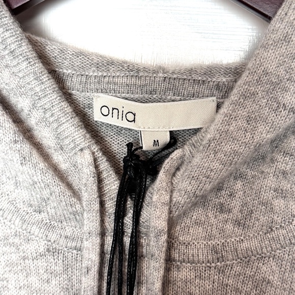 NWT Onia Cashmere Hooded Pullover Heather Gray Size Medium - Picture 6 of 8